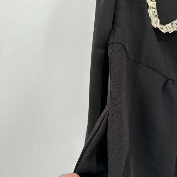 Tuckernuck Black Saxby Dress sz XS NWT Lace Trim Pilgrim Collar Mini Length - Picture 3 of 8